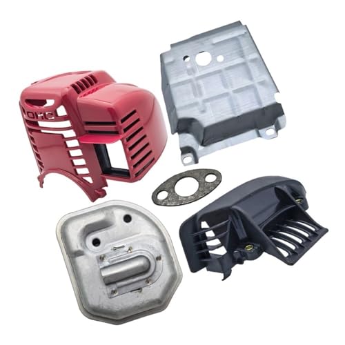 Kit de escape y silenciador con cubierta de cilindro para motor GX35 de desbrozadora 2