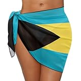 RYQAO Bahamas Flag Swim Cover Up for Women Sarong Coverups Beach Sheer Short Bathing Suit Wrap Skirt
