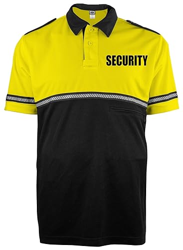 First Class Bike Patrol Shirt with Reflective Striping - High Visibility Shirt (Yellow with Security ID, Large)