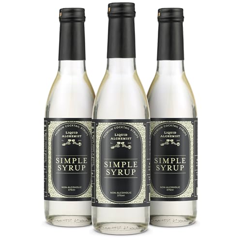 Image of Liquid Alchemist Simple Syrup for Cocktails | Real Ingredients Make our Simple Sugar Syrup the Perfect Old Fashioned Mix | Small Batch, Non-GMO & Vegan | 12.7 oz Drink Mixer, Pack of 3