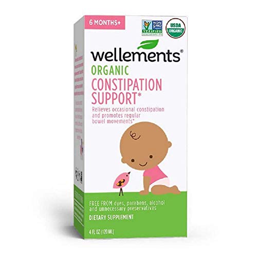 Wellements Organic Baby Constipation Support, 4 Fl Oz No Dyes Parabens Preservatives
