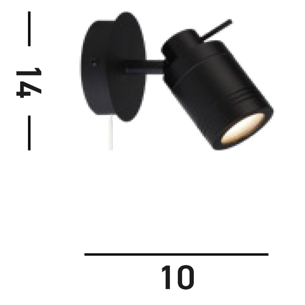 Searchlight Samson Support mural pour spot de salle de bain 1 lumière IP44, noir mat IP44