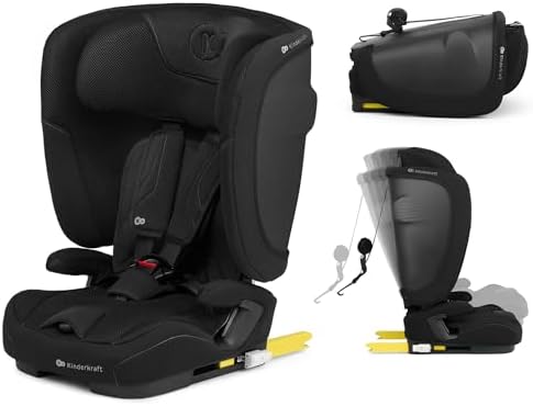 Kinderkraft FIX2GO Autokindersitz i-Size 76-150 cm (15M-12J), faltbar, Tragegriff, ISOFIX+Top Tether, SAFERIDE Sensor, SPS+, H-GUARD+, 5-fach RECLINING, Air Flow, Bezug waschbar, S