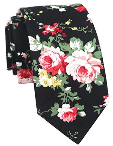 Image of Elfeves Men's Skinny Solid Color Tie Causal Cotton Linen Narrow Slim cut Necktie