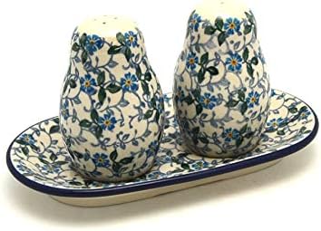 Polish Pottery Salt & Pepper Set - Forget-Me-Knot