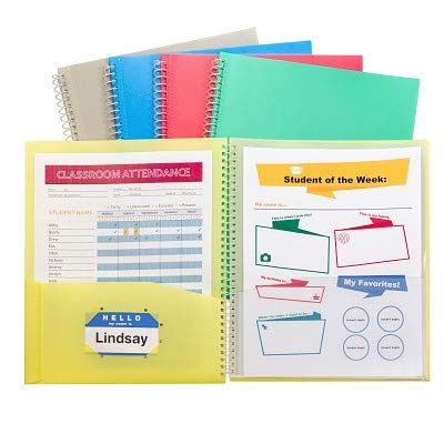 Value Bundle of 4 C-Line 8-Pocket Spiral-Bound Poly Portfolio, Letter Size, 1 of Each Color, (33080) Includes Bonus AdvantageOP Black and Chrome Retractable Pen