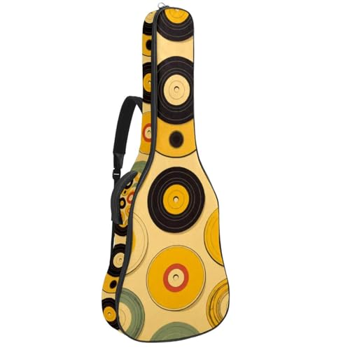Étui guitare universel rembourré éponge et étanche à motif disques jaunes