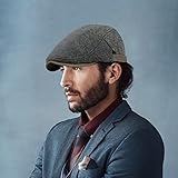 besbomig Mens Tweed Flat Cap Vintage Newsboy Hat - Adjustable Driving Cabbie Cap Gatsby Irish Golf Hunting Beret Autumn Winter, 55-60 CM Dark Gray - Image 7