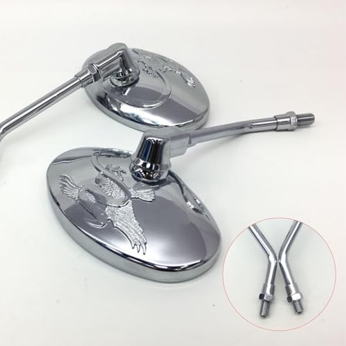 Espejos retrovisores de moto ovalados 10mm con acabado cromado premium para VT500 6