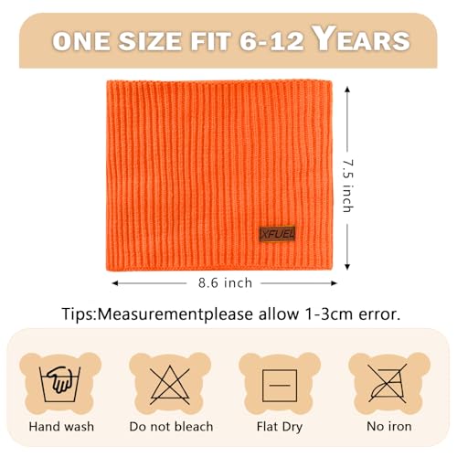 XFUEL Kids Neck Warmer, Knitted Winter Neck Gaiter, Fleece Lined Infinity Scarf for Boys Girls (orange) by XFUEL - Image 3