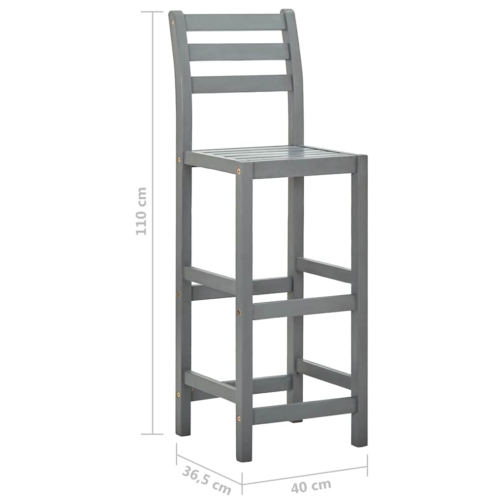 Taburetes de bar 4pcs Madera maciza Acacia Gris con Respaldo
