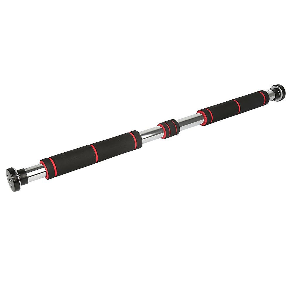 Barre de Traction,150 kg Barre de Porte,Réglable de 80cm à 130 cm, Montage sans vis,antidérapant pour Le Fitness à la Maison,Poignées en mousse,avec tapis antidérapant et fermeture