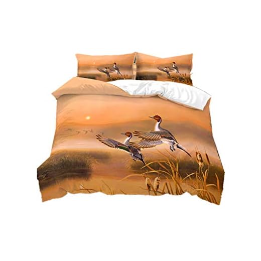 HNHDDZ Påslakan 3D fågel flygande djur vit svan papegoja påslakan natur sjö träsk vit gul blå pojke flicka påslakan med dragkedja (färg: 5, 220 x 240 cm)