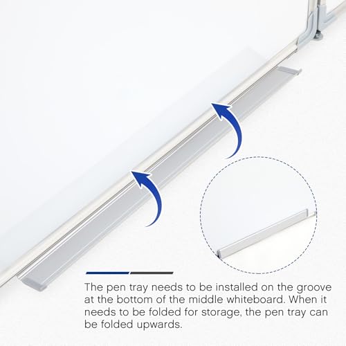 Image of AmazingSpark 36 inch x 24 inch Foldable Whiteboard Dry Erase Board Large Tri Folding Whiteboard Magnetic Dry Erase Board, Wall Aluminium Frame and Pen Tray for Office, Home