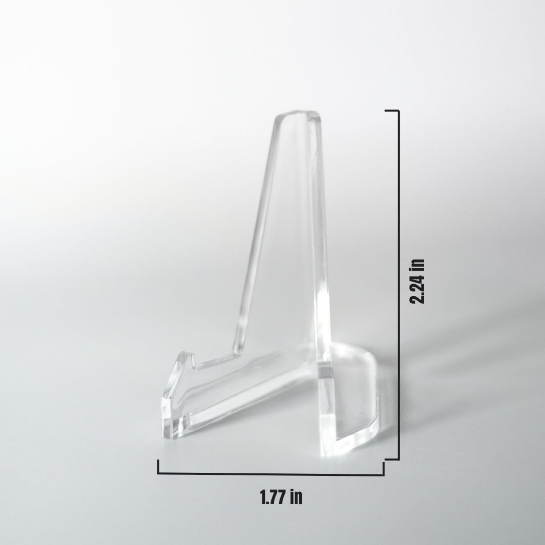 Pack of 5 Mini Clear Acrylic Easel Stands Coin Display for Pictures Party Accessories - Durable & Sturdy Design - Ideal for Home Display, Office, Shop, Special Events 2.04 x .066 x 2.67 (5)