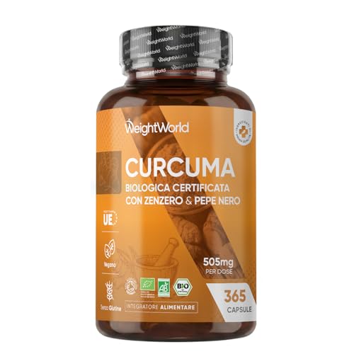 WeightWorld - Curcuma Bio con Piperina e Zenzero, 365 Capsule