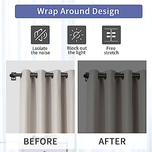 Zyrw Black Curtain Rod, Room Darkening Curtain Rods For Windows 28 To 48 Inches(2.3-4Ft), Wrap Around Curtain Rods, Adjustable Heavy Duty Blackout Drapery Rods, Modern Design Decorative Window Treatment Rod, Matte Black #TOP1
