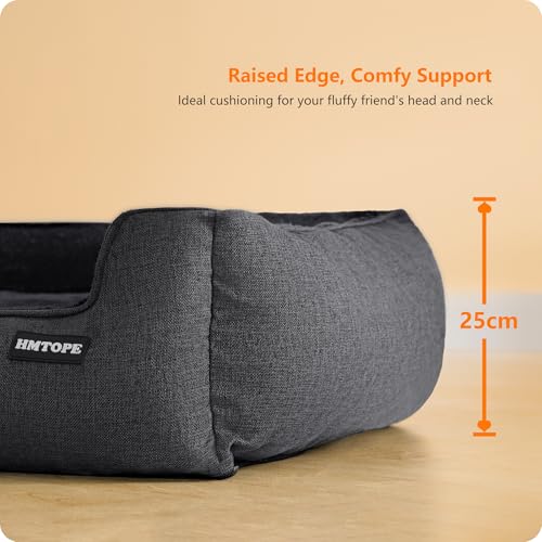 HMTOPE Hundebett, Hundesofa, Hundekissen, Hundekörbchen Abnehmbar und waschbar, Dunkelgrau, 90 x 75 x 25 cm