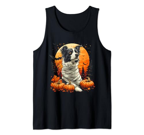 Mummy Border Collie Pumpkin Scary Halloween Dog Lovers gifts Camiseta sin Mangas