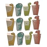 minkissy 恐竜デザインポップコーンバッグ 24枚入り 紙製スナック容器 折りたたみ収納可能 パーティーや誕生日 向けスナックホルダー