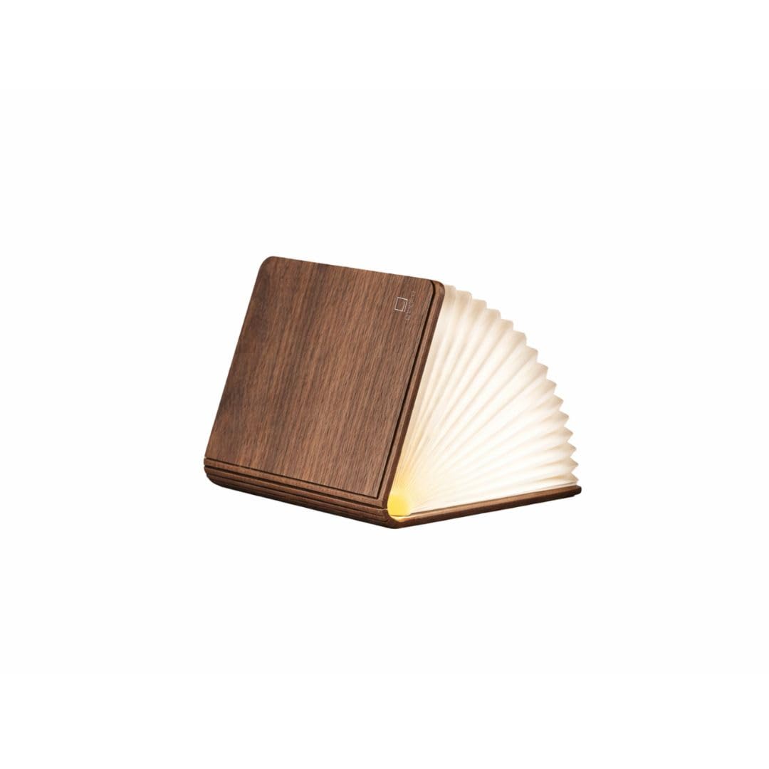 Gingko Super Mini Smart Book Light – Palm Edition (Walnut Finish) | USB-C Rechargeable Portable Ambient LED Book Light, Warm Glow, Pocket-Sized Design