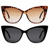 Sdfvsdg 2 Pcs Cat Eye Sunglasses for Women Men Retro Cateye Frame Vintage Square Fashion Cateye Sunglasses
