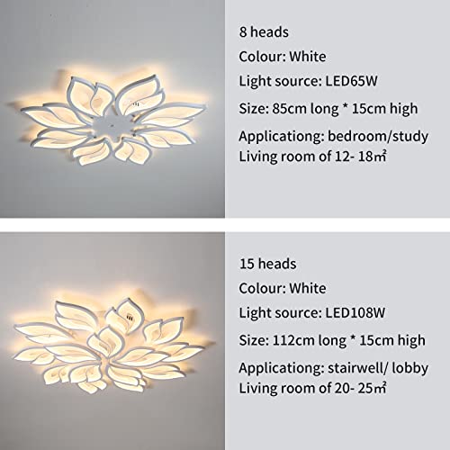 Jaymp Flower Shaped Ceiling Light Dimmable Modern Ceiling Lamp Remote Control Led Lighting Fixture For Bedroom Living Room Dining Room (White, 15 Petals) #TOP6