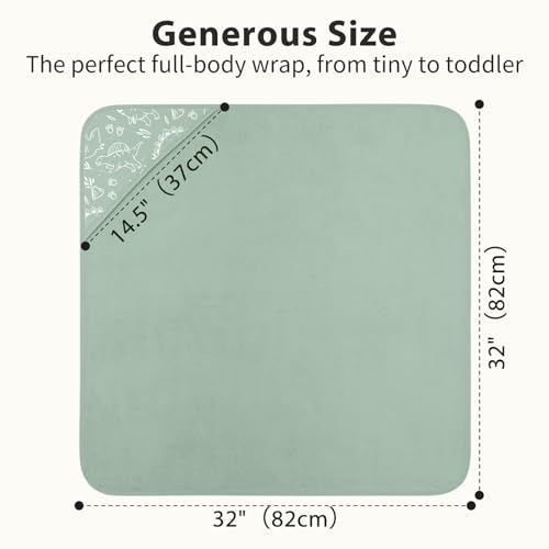 Image of Hooded Baby Towels for Newborn,100% Cotton Baby Bath Towels with Hood for Infant Toddler Boy Girl, 2 Pack 32x32 Inch Soft & Absorbent Knit Terry Bath Essentials Green Dinosaur
