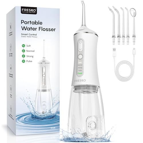 Deal: FRESKO Water Flosser, 300ML Portable Cordless Water Dental Flossers for Teeth Deep Cleaning, Rechargeable Oral Irrigator Teeth Pick for Travel Home Use and Braces Care, IPX7 Waterproof