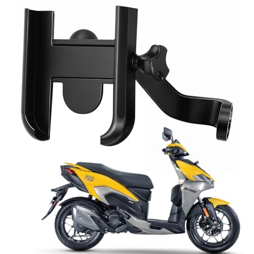 Image of Metal CNC Mobile Holder for Scooter, Scooty & Motorcycle Compatible for Hero Xoom 125, Mirror Mount, 360 Rotation, Strong Anti-Slip Grip, Wide Adjustable Fit for All Smartphones (Black)