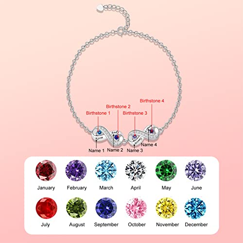 BABOOM Custom Mother Bracelet With 1-8 Birthstones Personalized Infinity Name Bracelet Engraved Birthstone Bracelets Gifts For Women Mother Daughter Wife4