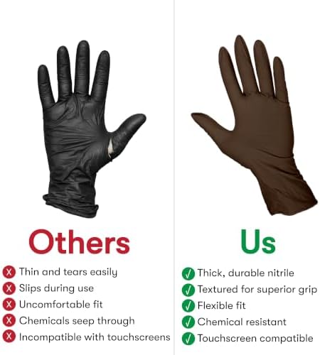 FRAMAR Mocha Mittens Nitrile Gloves, Disposable Food Safe Gloves, Large 100 — view 3