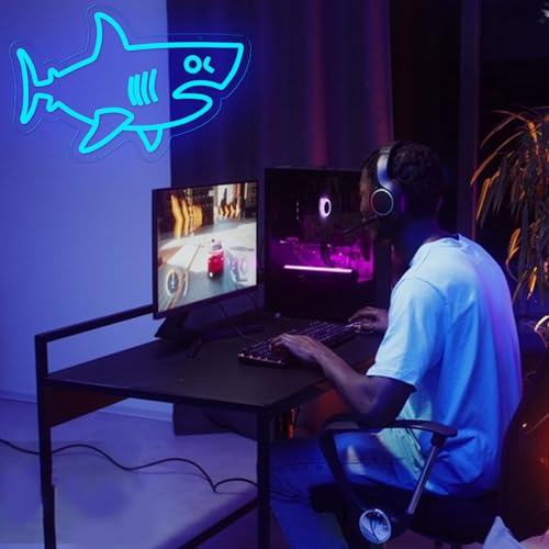 Image of Balanar Shark Neon Signs for Wall Decor,Dimmable USB Powered LED Shark Light Animal Wall Decor Christmas Birthday Gift for Boys Men, Bedroom Living Room Man Cave Home Decoration10*15.7Inch