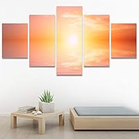 SIGNWIN 5 Panel Canvas Wall Art Modern Art Coastal Colorful Multicolor Photography Romantics Sunset for Home Decorations Ready to Hang - 60