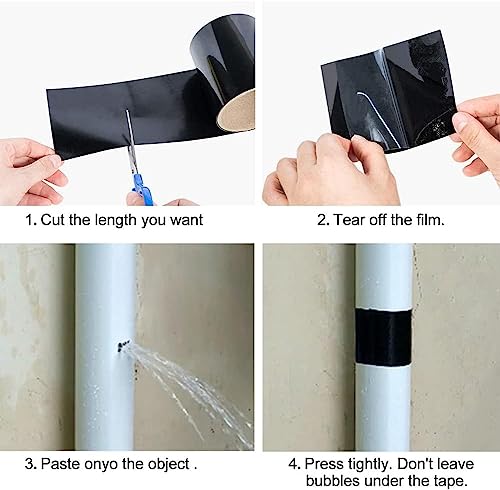 CYSJ Reparatur-Klebeband, 2 pcs selbstverschweißendes Klebeband, wasserdichtes Klebeband, Reparatur-Hafthilfe, schnelles Stoppen bei undichten Stellen Schwarz
