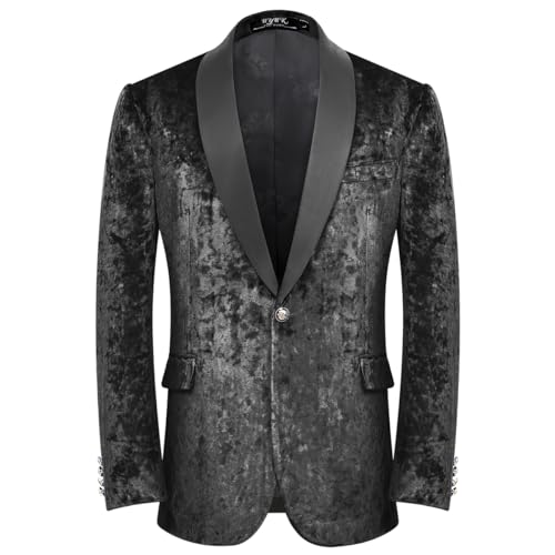 Men's Velvet Slim Fit Suit Casual Blazer for Men One Button Sports Coat Tuxedo Jacket Wedding Party Prom Festival Dress - Main Image