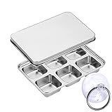 TEGOOL Ice Cube Trays, Stainless Steel Lid Ice Cube tray with Suction Cup Super Easy Release Molds,Durable and Dishwasher Safe for Cocktail,Freezer,Whiskey,Chocolate (Silver)