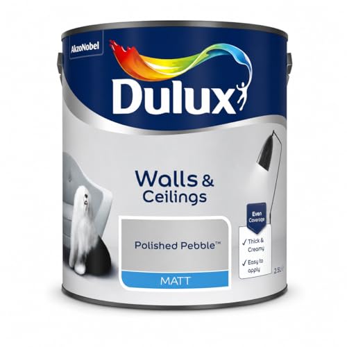 Image of DRW Polished Pebble Matt Emulsion Paint 2.5L | Interior Wall and Ceiling Paint | Smooth Flat Matt Finish | Durable Everyday Room Paint for Living Room Bedroom Hallway and Dining Room