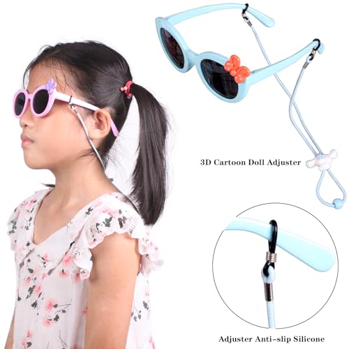 6Pcs Adjustable Cute Cartoon Stretchy Eyeglass Straps for Eyewear Anti-slip Retainer Cord Sunglass String for Boys Girls Adult Eye Glasses Chain,2Pcs Microfiber Cloth by ADBGV - Image 2