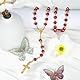 Calkkrer Katholischer Rosenkranz, Rosenkranz zur Kommunion mit Retro-Kreuz,Samt Geschenkbeutel Elegante Kreuz.Taufe Kommunion Hochzeit Kommunion Party(Rot)
