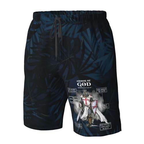 Men's Swim Trunks Bathing Suit Hawaiian Swimsuits Armor of God Bible Verse Great Gift for Religious Beach Shorts,4