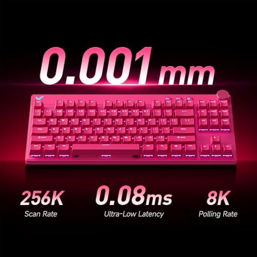 Image of MCHOSE Mix 87 TKL Wired Gaming Keyboard Magnetic Switch Hall Effect Keyboards Rapid Trigger SOCD 8K Polling Rate Volume Knob Adjustable Actuation Point RGB Lighting HotSwap White Apollo Switch