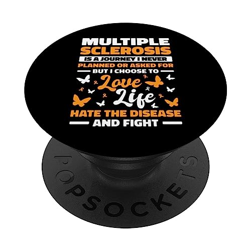 Multiple Sclerosis For MS Warrior MS Fighter MS Disease PopSockets Swappable PopGrip, Black