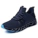 FRSHANIAH Sneakers for Men Fashion Running Shoes Mesh Breathable Slip on Athletic Jogging Walking Shoes Navy Blue Size 7.5
