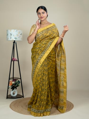Ushvii mustard maheshwari silk saree – image 2