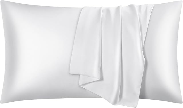 RUIKASI Silky Pillow Cases 2 Pack with Lyocell Fiber -White Pillow Cases for Hair and Skin Pillow Cases with Envelope Closure 50x75cm