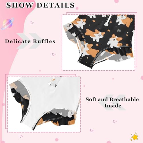 Girls One Piece Swimsuits Long Sleeve Swimsuit Zipper Bathing Suits Corgis Dog Star Black4