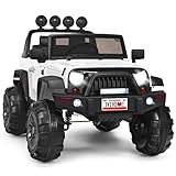 AKUSTIK 12V Kids Ride on 2-Seat Car with Parental Remote Control, Double Open Doors, Safety Belt,...