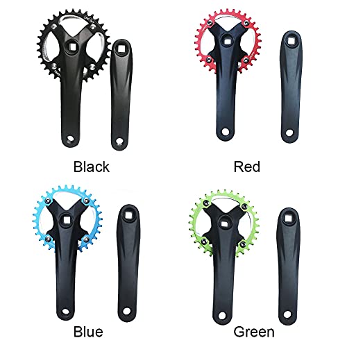 Parthan Bike Cranksets,170Mm Square Taper Crankset,Mtb Crank Arm Set,Mountain Bike Single Speed Crankset,Easy To Modify Single Crank Set，Aluminum Alloy.(Black,Size:38T) #TOP3