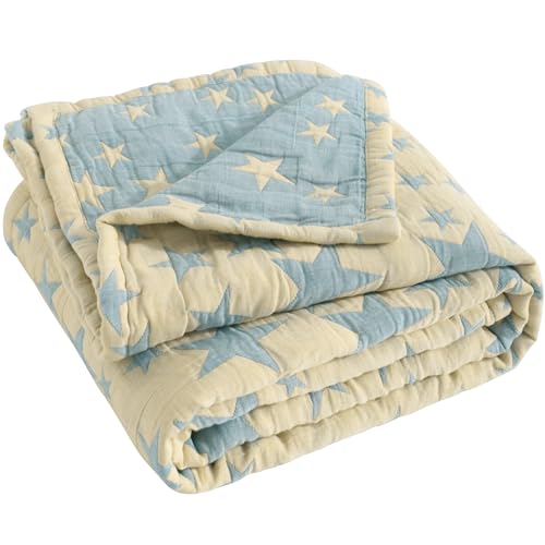 NTBAY 3 Layer Toddler Blanket, Muslin Cotton Jacquard Bed Blankets, Lightweight Thermal Baby Blanket, Super Soft and Warm Crib Blanket for All...